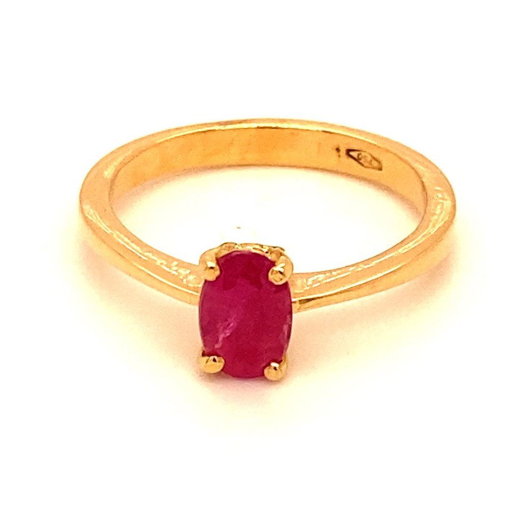 Burmese Ruby 1.05ct Solid 18K Yellow Gold Ring